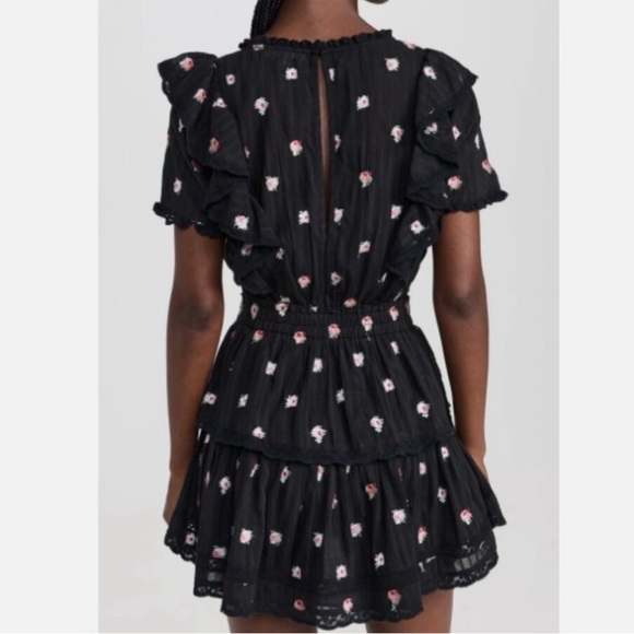 LoveShackFancy Black Dress with Pink Floral Accents - Picture 2 of 6